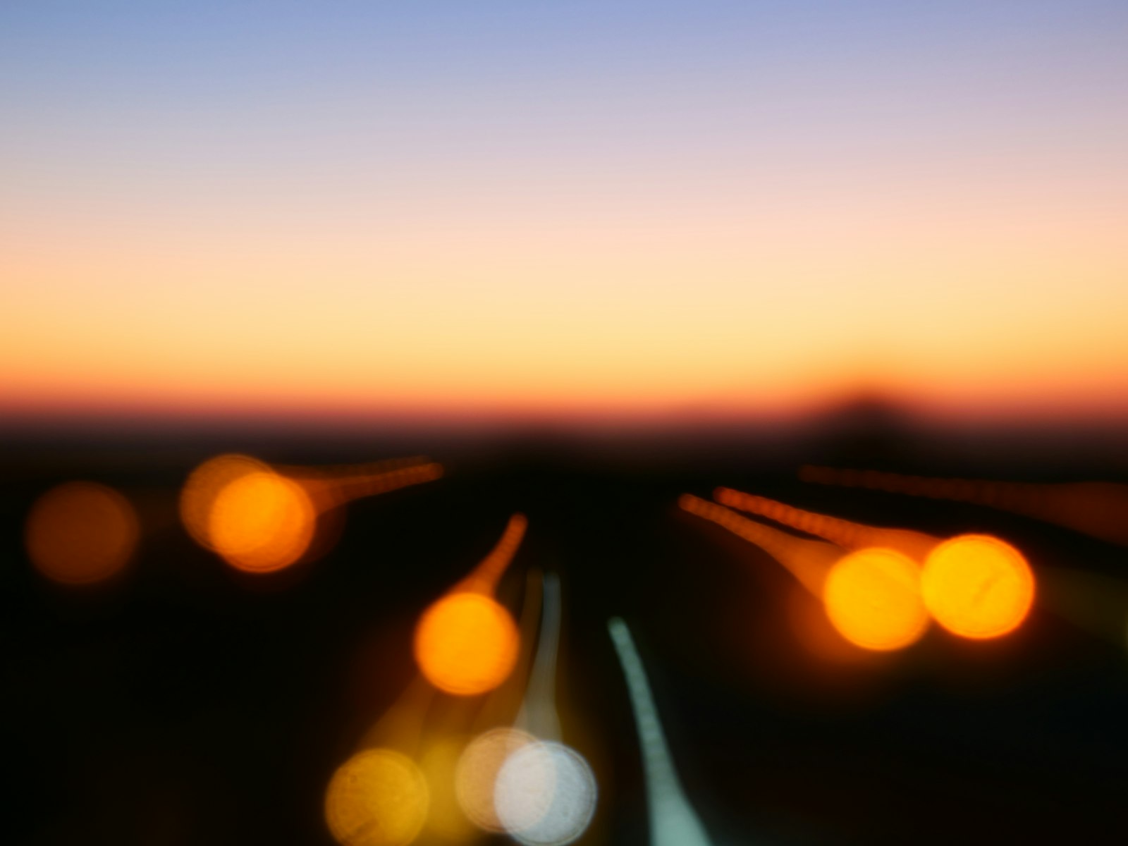 Blurred, smeared lights at dusk