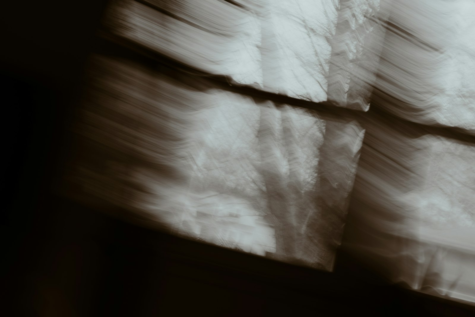 Soft daylight through a window, the view beyond out of focus