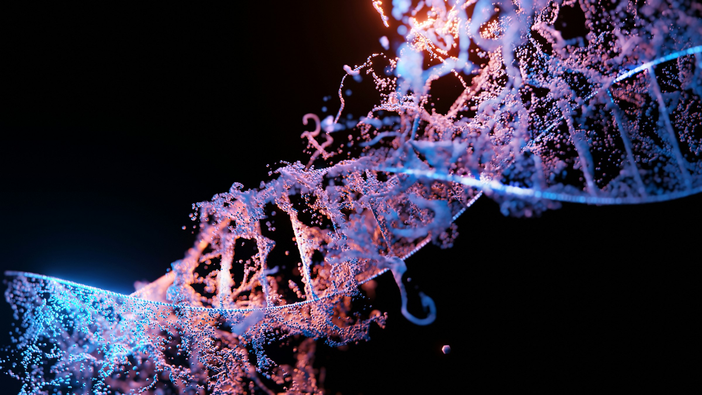 Close-up of an abstract structure in blue and purple tones